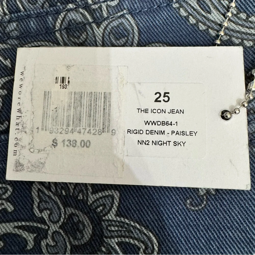 WeWoreWhat The Icon Paisley Print Women's High Rise Jeans Straight Leg Sz 25 NWT